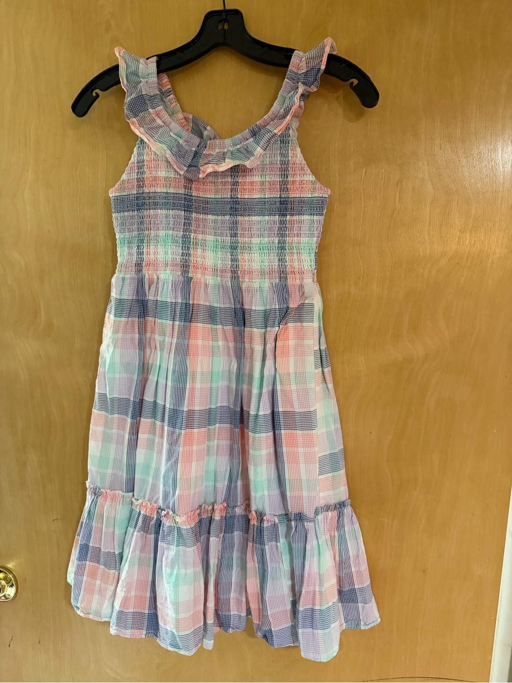 JCrew Girls Pastel Plaid Ruffle Sundress - Kids Dress